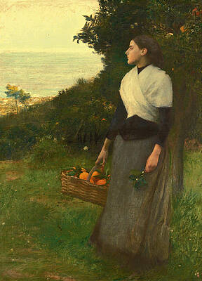 Young Woman in a Garden of Oranges Print by Pascal-Adolphe-Jean Dagnan-Bouveret