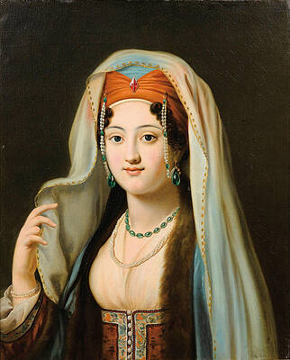 Young Woman in traditional Ottoman Clothes Print by Charles Francois Jalabert