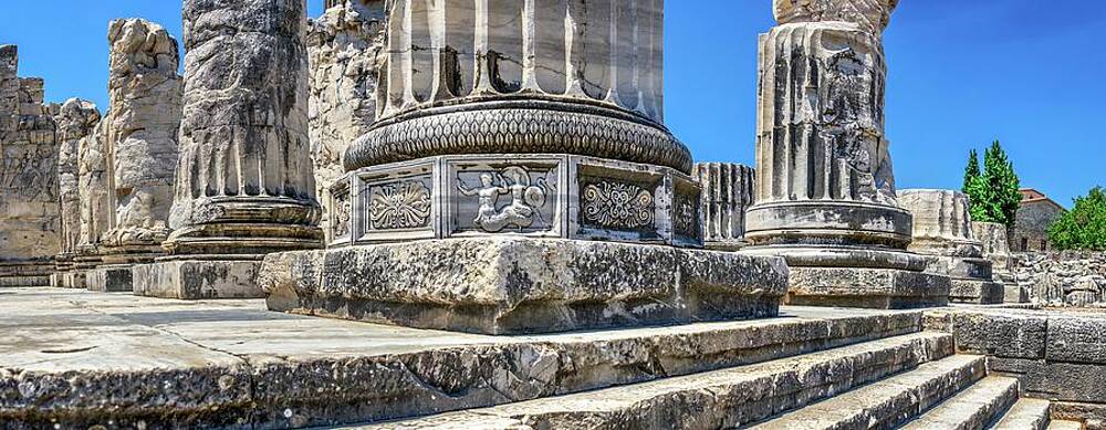 Wall Art - Photograph - A Base Of A Column Of The Temple Of Apollo At Didyma, Turkey #1 by Cavan Images