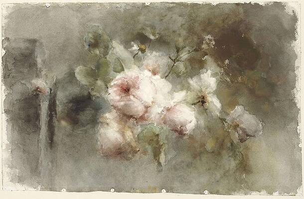 Wall Art - Painting - A vase with roses, Margaretha Roosenboom, 1853 - 1896 #1 by Margaretha Roosenboom