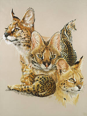 Serval 5\u201d x 7\u201d high-quality archival matte print serval kitten butterfly digital art