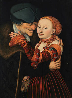Wall Art - Painting - An ill-matched Pair by Lucas Cranach the Elder