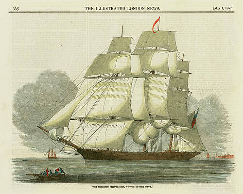 Wall Art - Painting - Antique Clipper Ship II #1 by Vision Studio