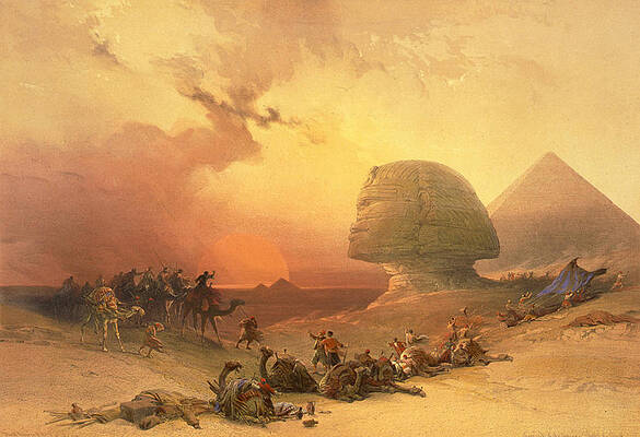 Wall Art - Painting - Approach of the simoom--desert of Gizeh #1 by David Roberts
