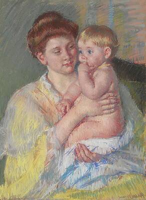 Wall Art - Painting - Baby John With Forefinger In His Mouth by Mary Cassatt