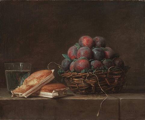 Wall Art - Painting - Basket Of Plums by Anne Vallayer-coster