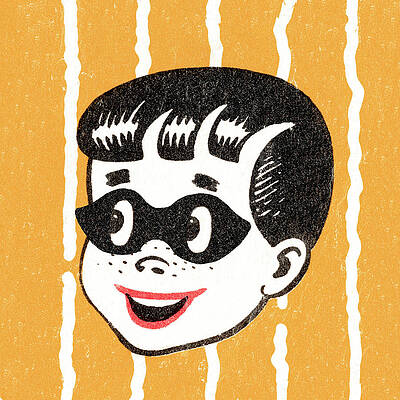 Wall Art - Drawing - Boy in mask #1 by CSA Images