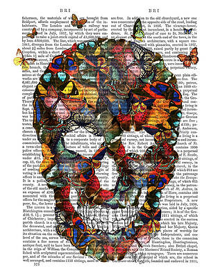 Wall Art - Painting - Butterfly Skull by Fab Funky