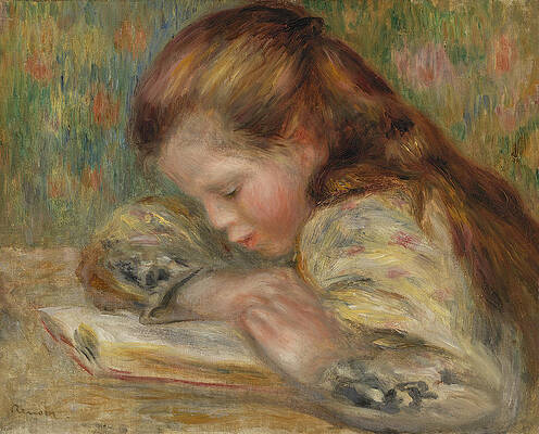 Child Reading Print by Pierre-Auguste Renoir