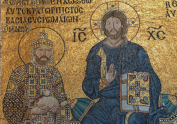 Wall Art - Photograph - Christ enthroned, flanked by  Constantine IX Monomachus #1 by Steve Estvanik