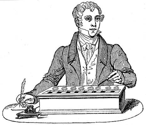 Wall Art - Drawing - Clerk Using A Pascal Adding Machine #1 by Print Collector