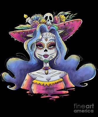 Wall Art - Digital Art - Day Of The Dead La Calavera Catrina #1 by Flippin Sweet Gear