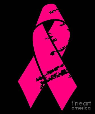 Wall Art - Digital Art - Distressed Pink Ribbon #1 by Flippin Sweet Gear