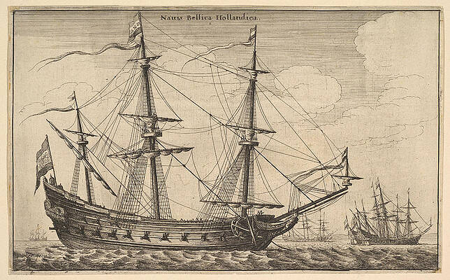 Dutch Warship Print by Wenceslaus Hollar
