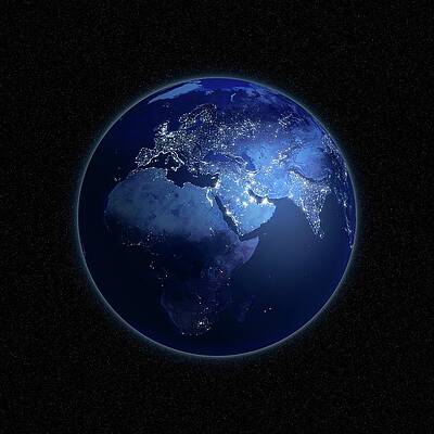 Wall Art - Digital Art - Earth At Night, Artwork #1 by Science Photo Library - Andrzej Wojcicki