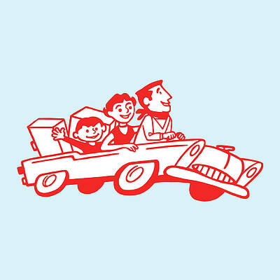 Wall Art - Drawing - Family Riding in a Car #1 by CSA Images