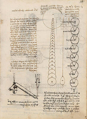 Wall Art - Drawing - Folio f 103r. Codex Madrid I -Ms. 8937- 'Treaty of statics and mechanics', 192 folios with 384 pa... #1 by Album