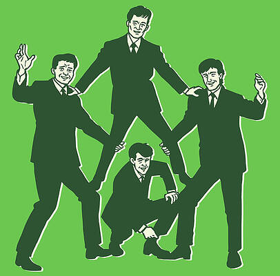 Wall Art - Drawing - Four Guys Posing by CSA Images