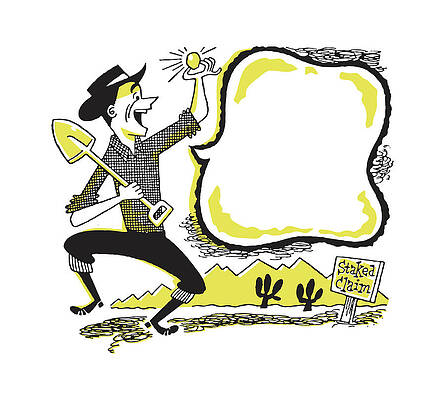 Wall Art - Drawing - Gold Prospector with Blank Speech Bubble by CSA Images