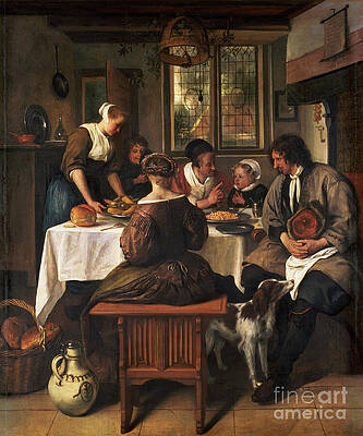Wall Art - Painting - Grace Before Meat by Jan Havicksz Steen by Jan Havicksz Steen