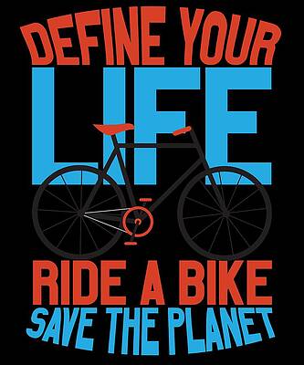 Wall Art - Drawing - Green Environment Ride a Bike Save the Planet by Kanig Designs