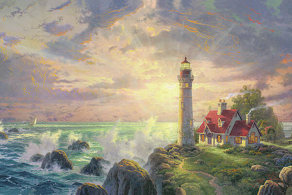 Wall Art - Painting - Guiding Light #1 by Thomas Kinkade