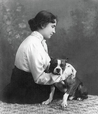 Wall Art - Photograph - Hellen Keller With Dog, 1902 #1 by Science Source