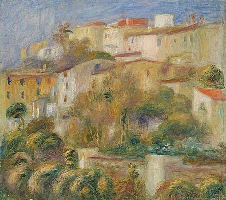 Houses on a Hill Print by Pierre-Auguste Renoir