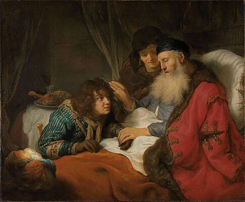Wall Art - Painting - Isaac Blessing Jacob. #1 by Govert Flinck
