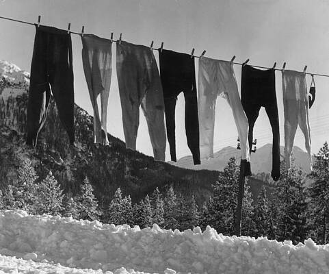Long Underwear Hanging Out To Dry Poster by Library Of Congress - Fine Art  America