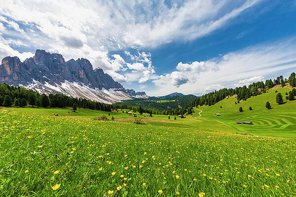 Wall Art - Photograph - Malga Caseril In Spring, Puez Odle, Dolomites,  Funes, Italy #1 by Cavan Images