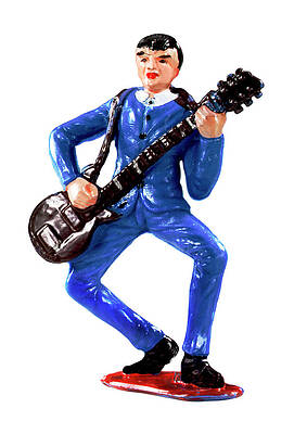 Wall Art - Drawing - Man in Blue Suit Playing Guitar by CSA Images