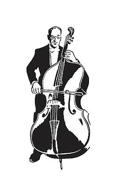 Double bass drawing- music instrument with score- background Stock Vector |  Adobe Stock