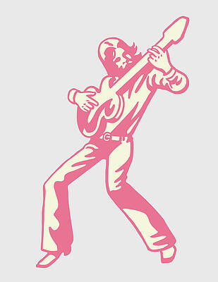 Wall Art - Drawing - Man Playing Guitar by CSA Images