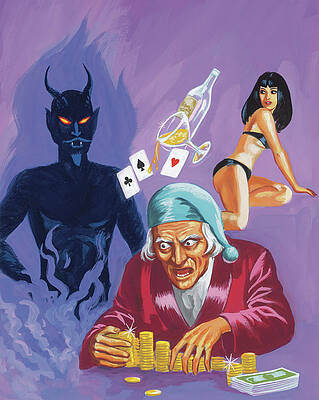 Wall Art - Drawing - Miser, Devil and Woman #1 by CSA Images