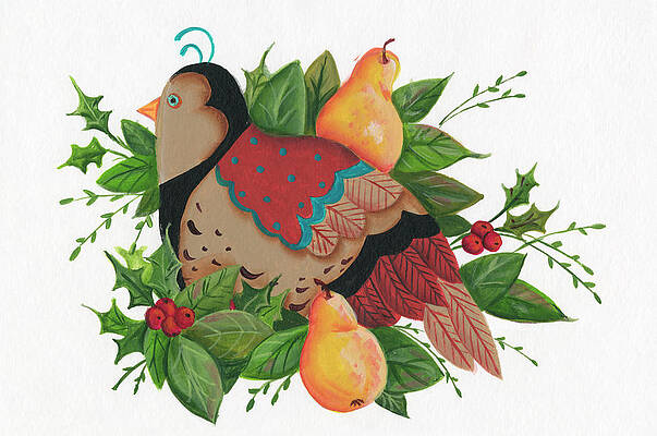 Wall Art - Painting - Partridge In A Pear Tree #1 by Beverly Johnston