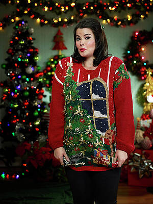 Wall Art - Photograph - Portrait Of Woman In Ugly Christmas #1 by Dreampictures