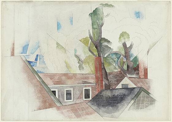 Wall Art - Painting - Rooftops And Trees by Charles Demuth