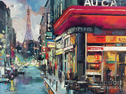 Paris Cafe Scene Paintings Page 7 Of 7 Fine Art America