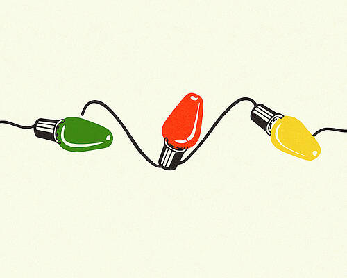 Wall Art - Drawing - String of Christmas Lights by CSA Images