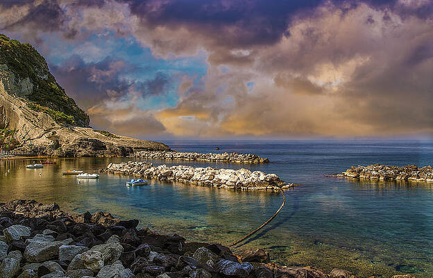 Wall Art - Photograph - sunset on isthmus of Island in Naples #1 by Vivida Photo PC