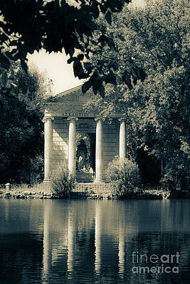 Temple of Aesculapius and lake in the villa borghese gardens in by Peter Noyce Temple of Aesculapius and lake in the villa borghese gardens in by Peter Noyce