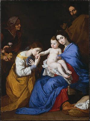 The Holy Family with Saints Anne and Catherine of Alexandria Print by Jusepe de Ribera