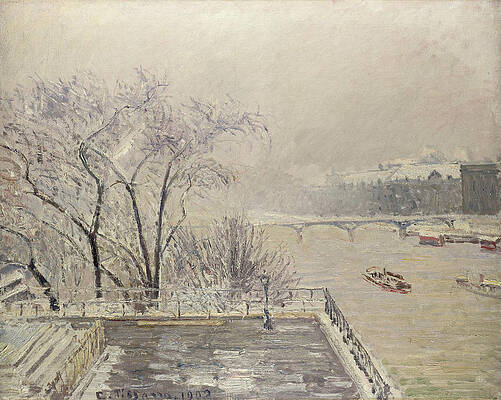 The Louvre Under Snow Print by Camille Pissarro