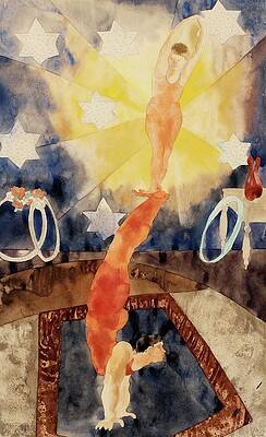 Wall Art - Painting - Two Acrobats In Red Tights by Charles Demuth