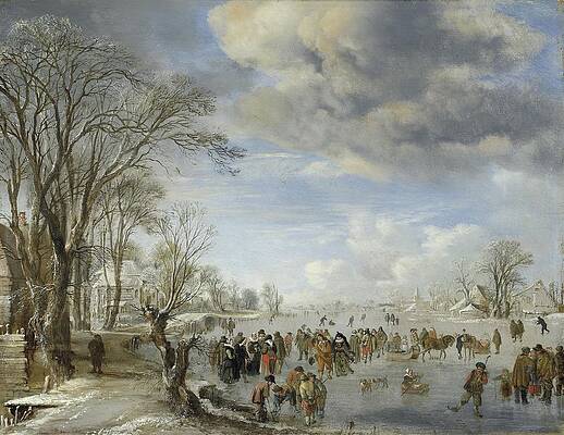 Wall Art - Painting - Winter In Holland  Skating Scene by Aert Van Der Neer