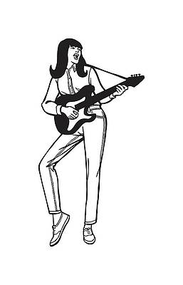Wall Art - Drawing - Woman Singing and Playing Guitar by CSA Images