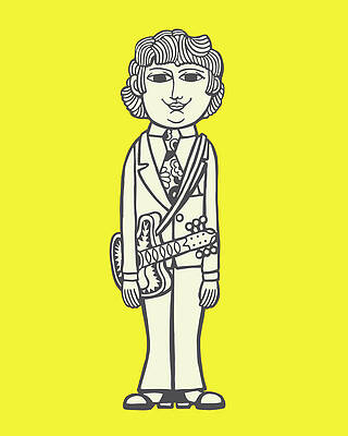 Wall Art - Drawing - Young Man with a Guitar by CSA Images