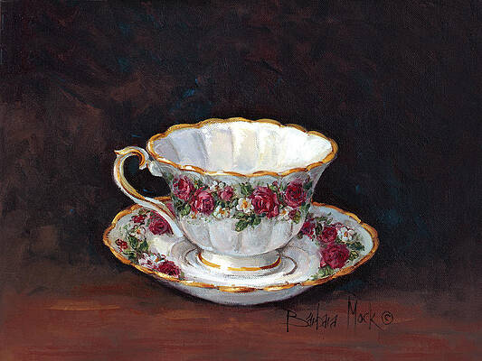 Wall Art - Painting - 1136 Rose Bouquet Teacup by Barbara Mock