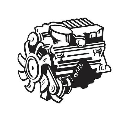 Isolated Monochrome Illustration Of Car Engine Stock Illustration -  Download Image Now - Engine, Car, Supercharged Engine - iStock